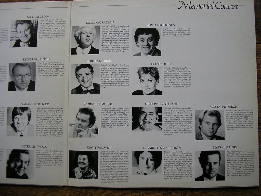 JUSSI BJORLING MEMORIAL CONCERT   NILSSON / DI STEFANO / GEDDA / MERRILL / FISICHELLA /  McCRACKEN    SLT 33275 / 6