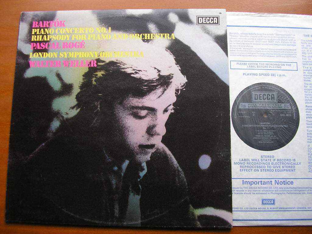 SXL 6815 BARTOK: PIANO CONCERTO No. 1 / RHAPSODY ROGE / LONDON SYMPHONY / WELLER