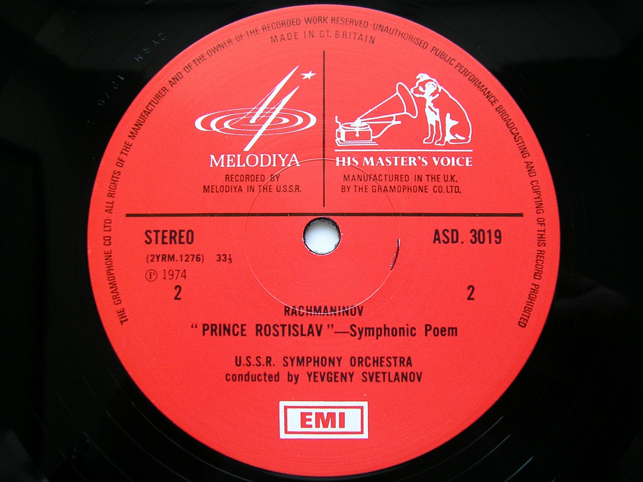 RACHMANINOV: PRINCE ROSTISLAV / SCHERZO / 'ALEKO'      SVETLANOV / USSR SYMPHONY      ASD 3019