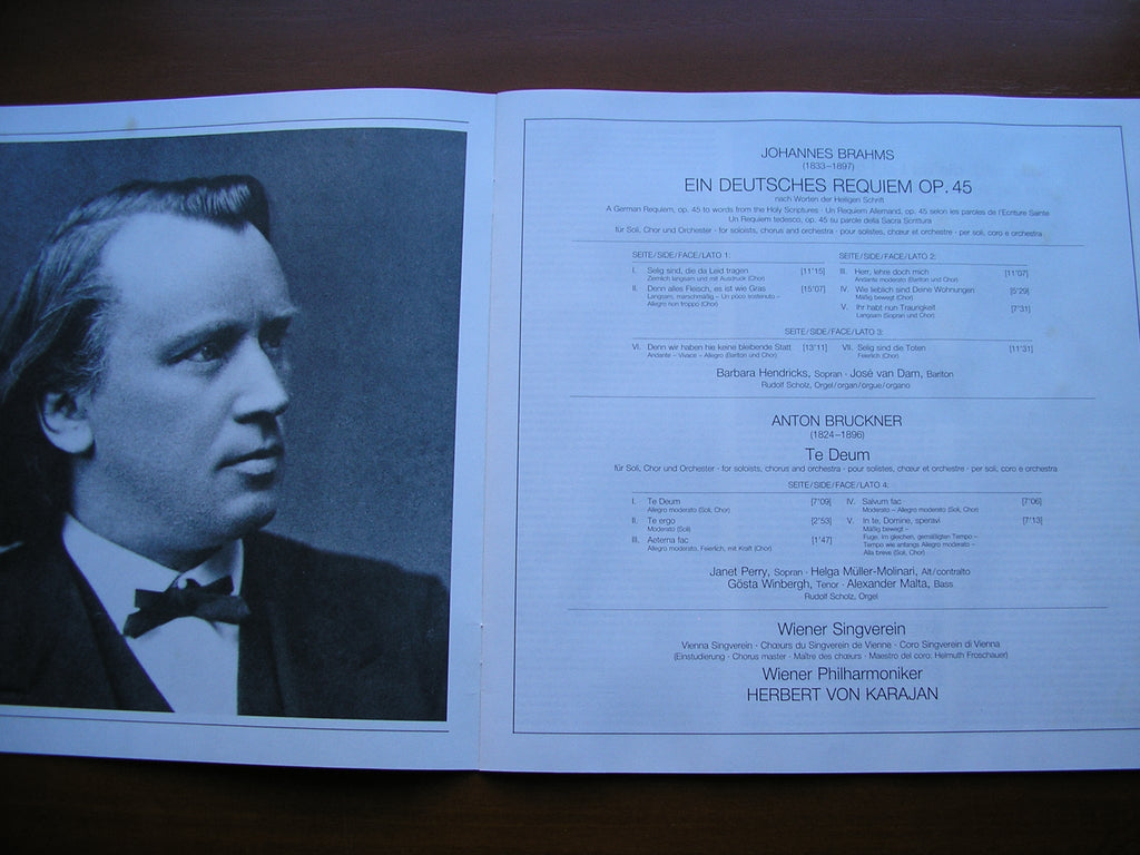 BRAHMS: EIN DEUTSCHES REQUIEM / BRUCKNER: TE DEUM     SOLOISTS / VIENNA PHILHARMONIC / KARAJAN    2LP    410 521