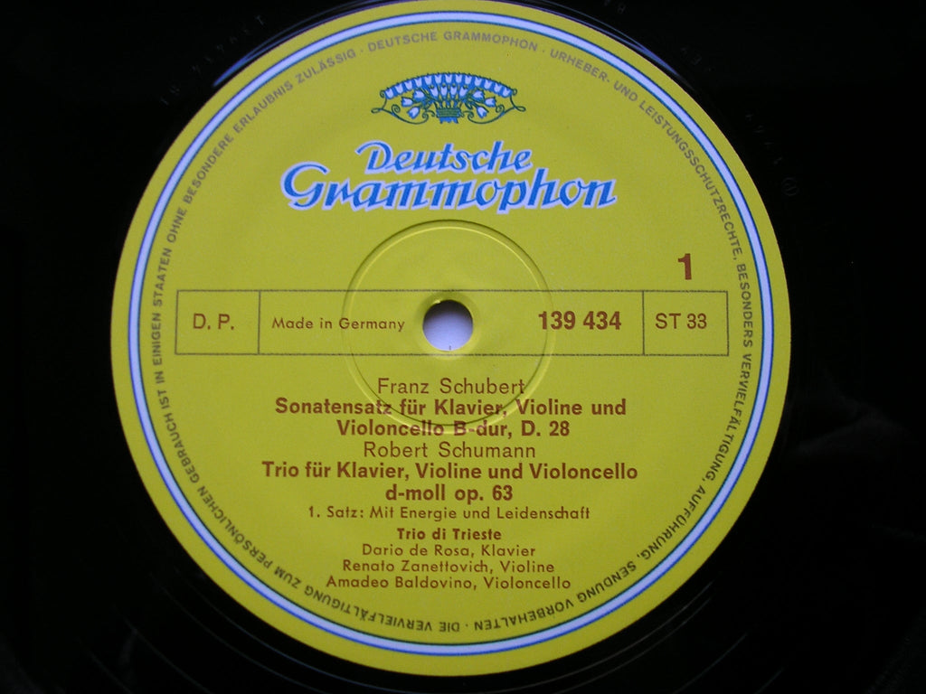 SCHUBERT: SONATA MOVEMENT  D28  / SCHUMANN: PIANO TRIO No. 1  Op. 63      TRIO DI TRIESTE      139 434