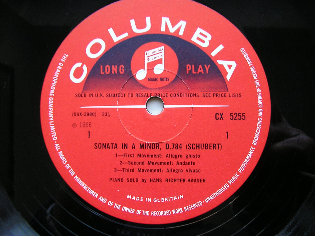 SCHUBERT: PIANO SONATAS  D784  &  D958      HANS RICHTER-HAASER    CX 5255
