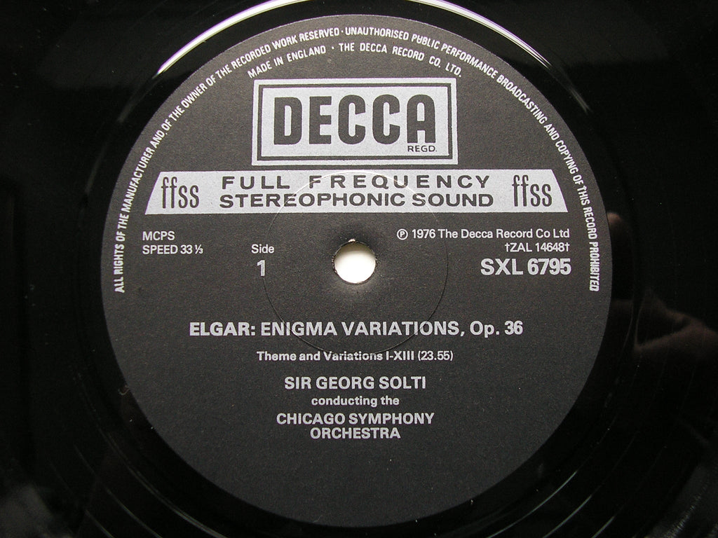 SXL 6795 ELGAR: ENIGMA VARIATIONS / OVERTURE COCKAIGNE SOLTI / LONDON PHILHARMONIC