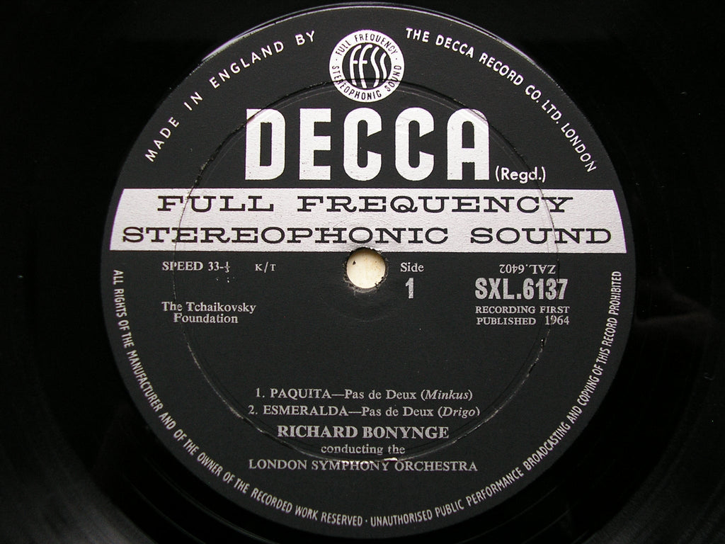 SXL 6137  PAS DE DEUX: BALLET MUSIC BY DRIGO / MINKUS / AUBER / HELSTED       BONYNGE / LONDON SYMPHONY    ED2