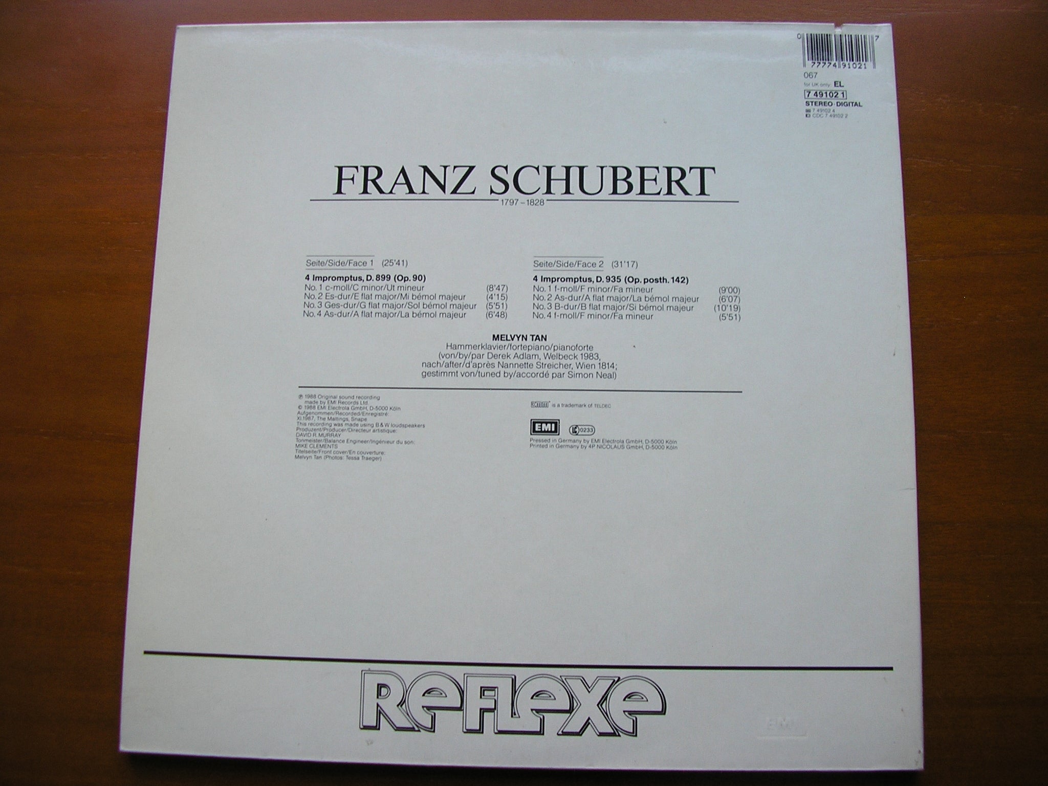 SCHUBERT: IMPROMPTUS  D899  &  D935       MELVYN TAN      7 49102