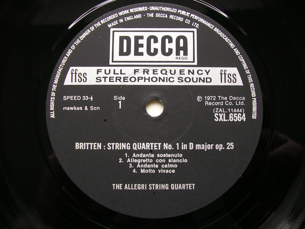 SXL 6564 BRITTEN: STRING QUARTETS Nos. 1 & 2 ALLEGRI STRING QUARTET