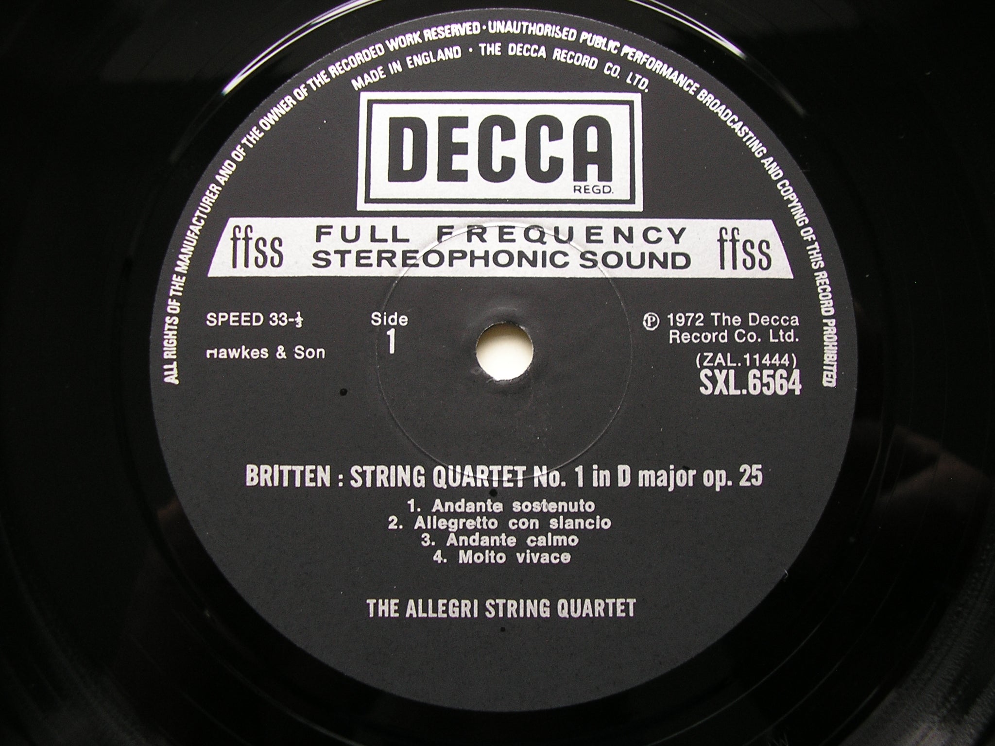 SXL 6564 BRITTEN: STRING QUARTETS Nos. 1 & 2 ALLEGRI STRING QUARTET