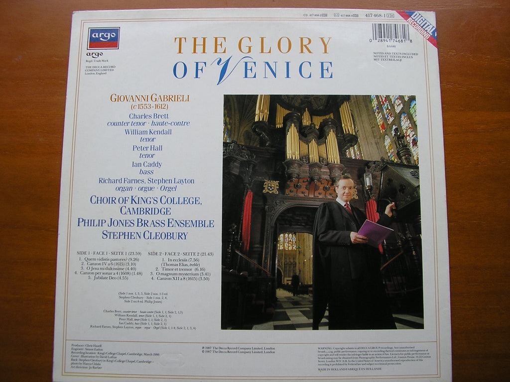 THE GLORY OF VENICE: MUSIC OF GABRIELI     SOLOISTS / KING'S COLLEGE CHOIR / PHILIP JONES BRASS ENSEMBLE     417 468