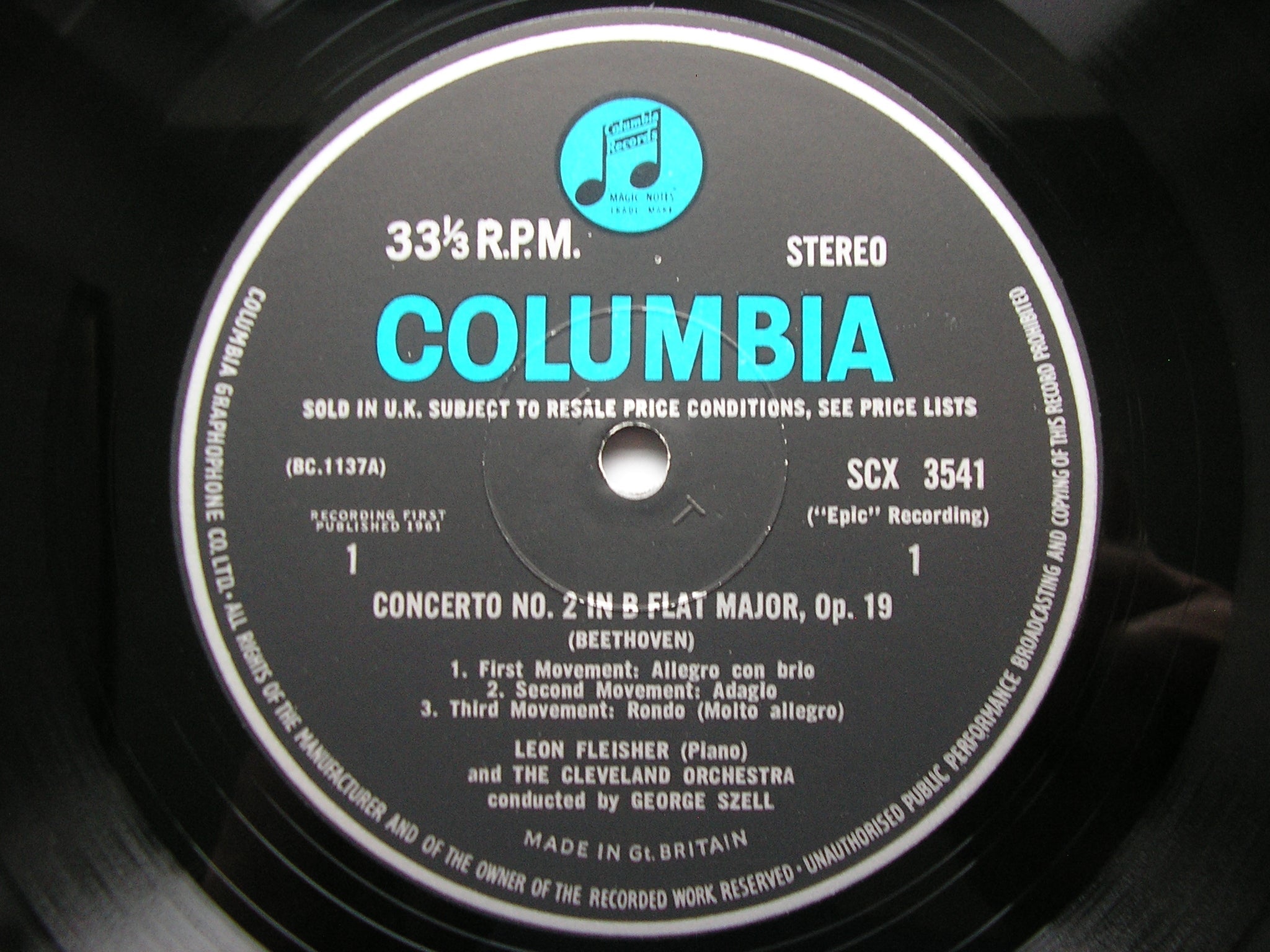 BEETHOVEN: PIANO CONCERTOS Nos. 2 & 4    FLEISHER / CLEVELAND ORCHESTRA / SZELL    SCX  3541