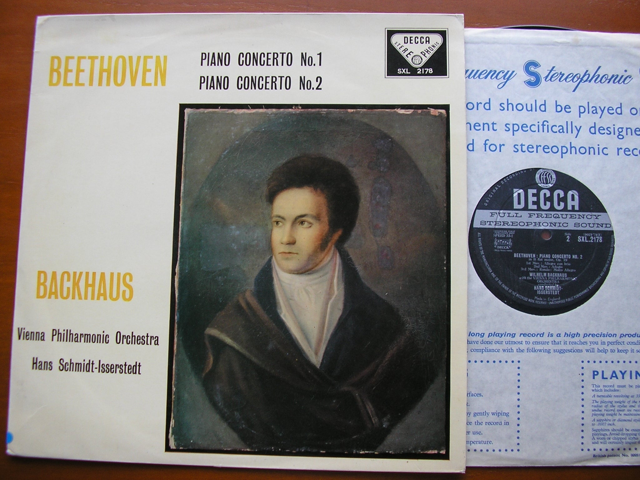 SXL 2178 BEETHOVEN: PIANO CONCERTOS Nos. 1 & 2 BACKHAUS / VIENNA PHILHARMONIC / SCHMIDT-ISSERSTEDT