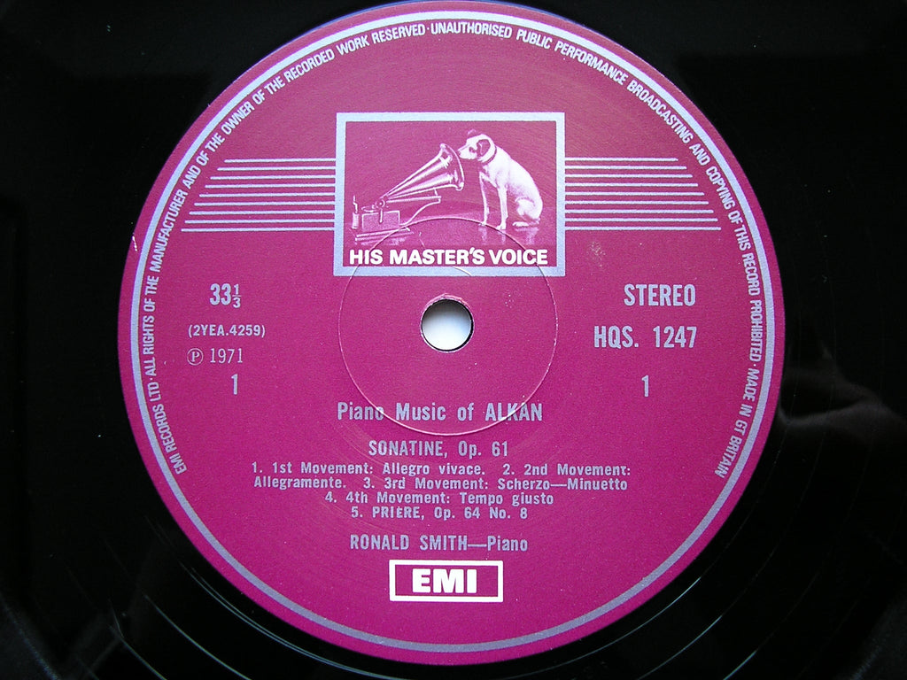 ALKAN: SONATINE Op. 61 / FIVE PIANO PIECES      RONALD SMITH      HQS 1247