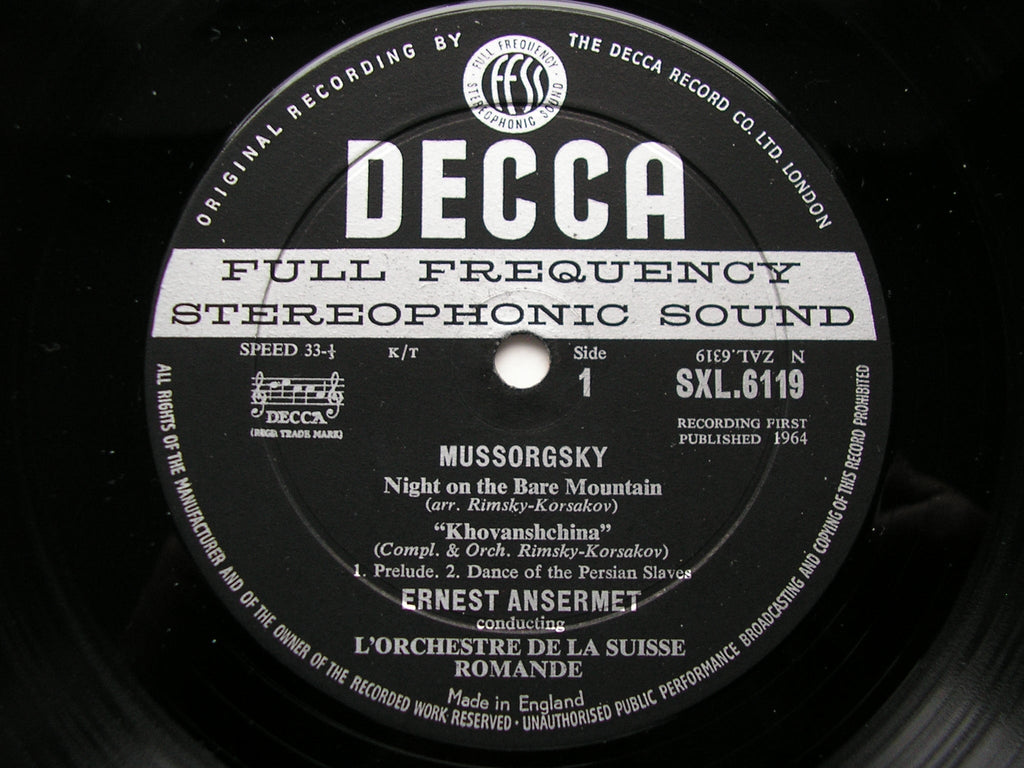 SXL 6119  RUSSIAN DELIGHTS: MUSSORGSKY / GLINKA       ORCHESTRAL MUSIC      ANSERMET / SUISSE ROMANDE    ED1