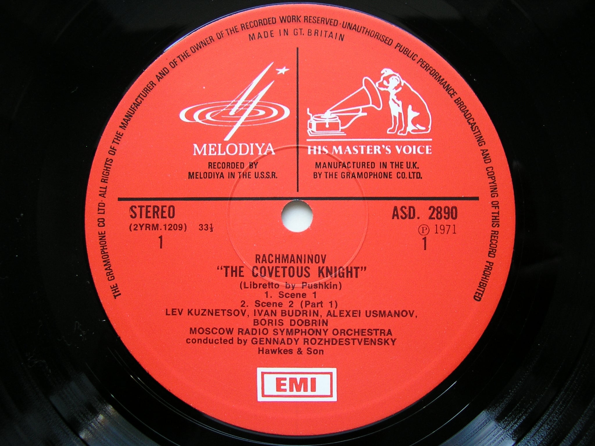 RACHMANINOV: THE COVETOUS KNIGHT    SOLOISTS / MOSCOW RADIO SYMPHONY / ROZHDESTVENSKY    ASD 2890
