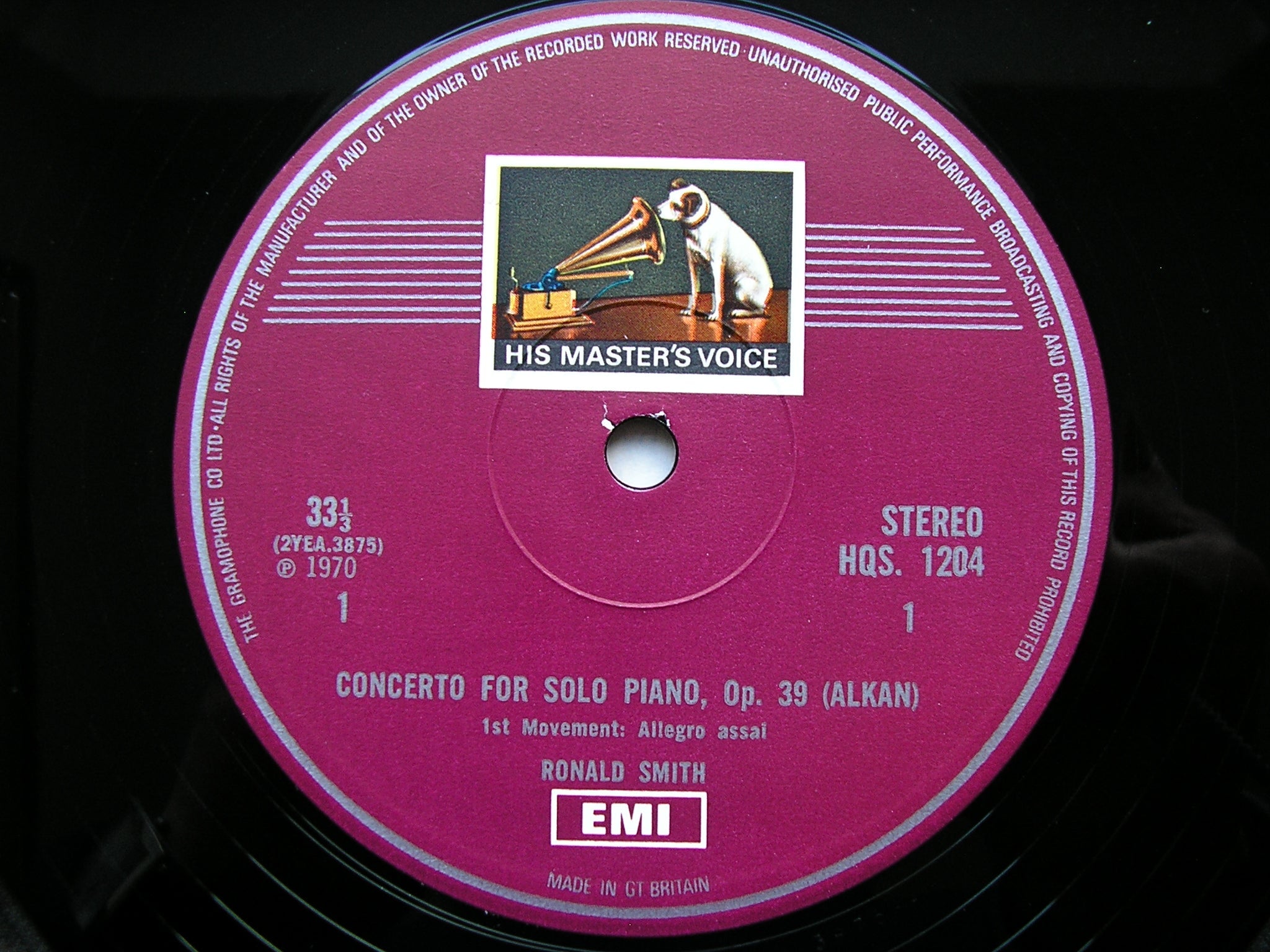 ALKAN: CONCERTO FOR SOLO PIANO Op. 39       RONALD SMITH      HQS 1204