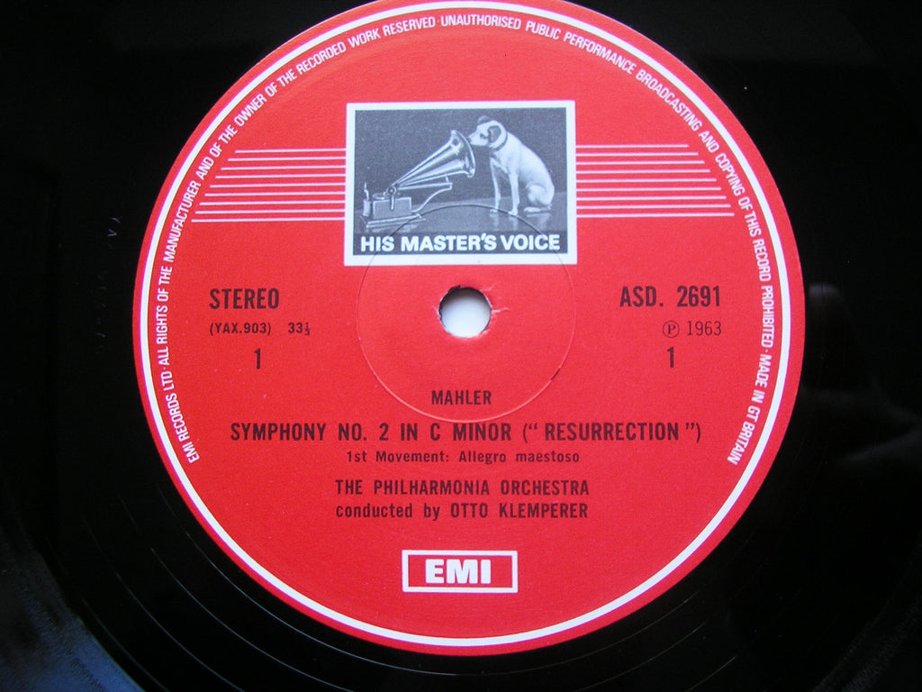 MAHLER: SYMPHONY No. 2 'Resurrection'     SCHWARZKOPF / ROSSL-MAJDAN / PHILHARMONIA / KLEMPERER     SLS 806