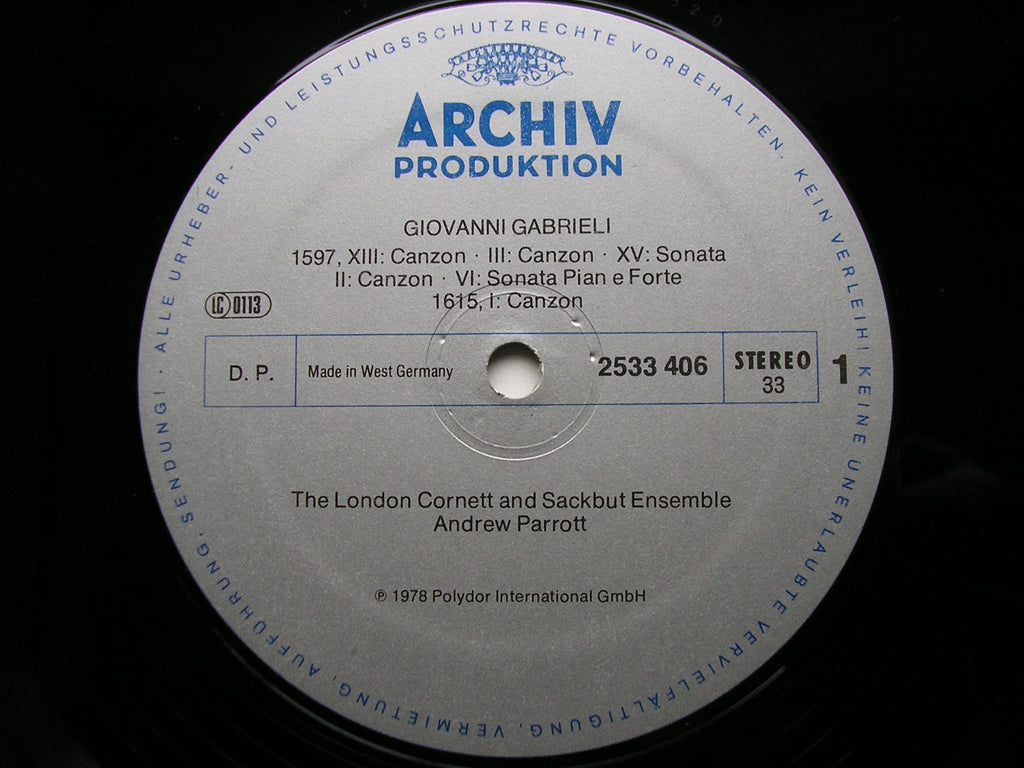 GABRIELI: CANZONI E SONATE 1597-1615     THE LONDON CORNET & SACKBUT ENSEMBLE / PARROTT     2533 406