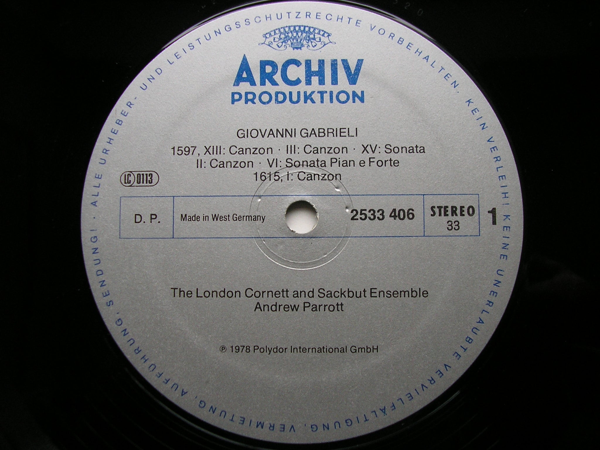 GABRIELI: CANZONI E SONATE 1597-1615     THE LONDON CORNET & SACKBUT ENSEMBLE / PARROTT     2533 406