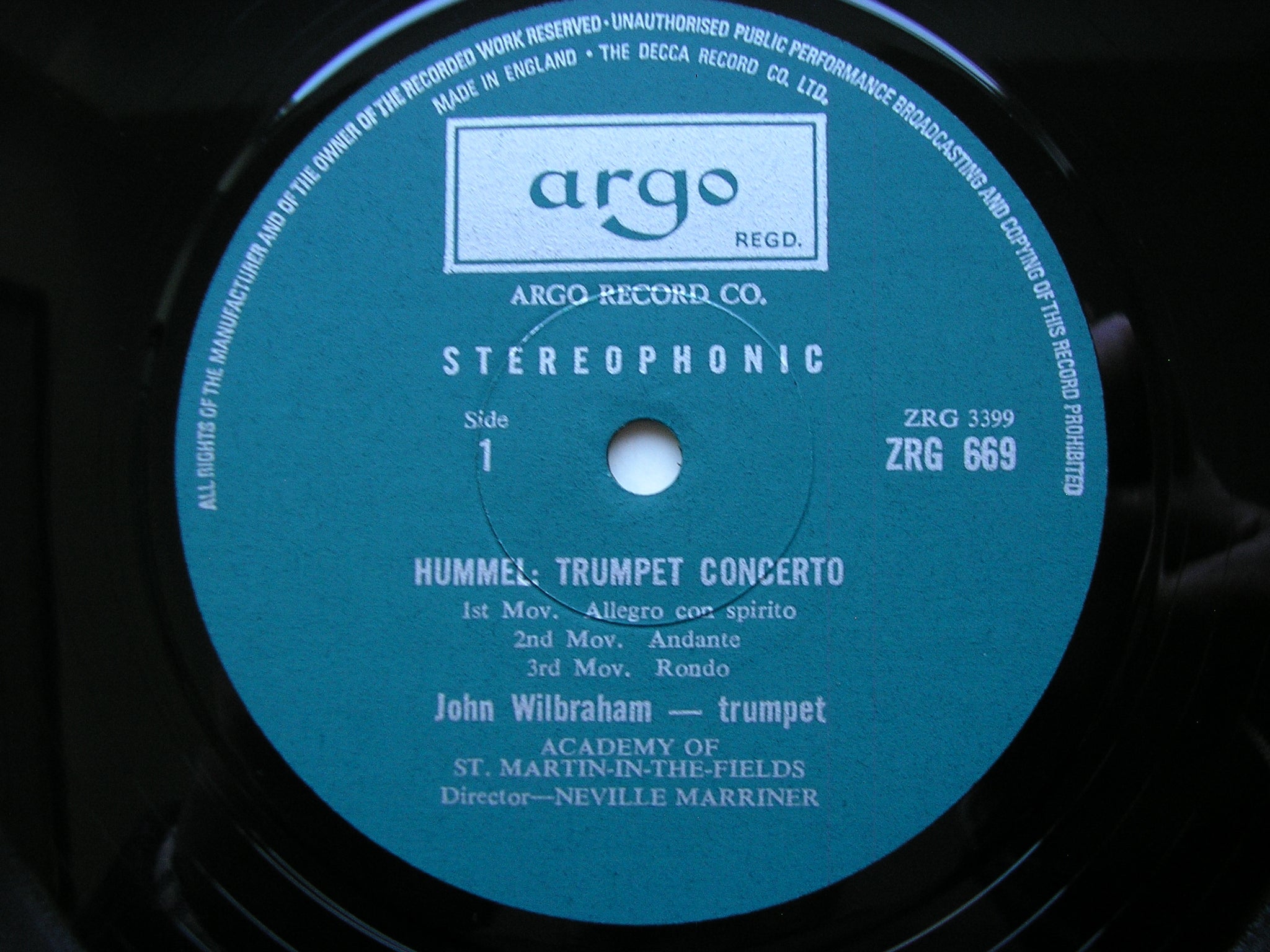 TRUMPET CONCERTOS: ALBRECHTSBERGER / HUMMEL / LEOPOLD MOZART     WILBRAHAM / ASMIF / MARRINER     ZRG 669