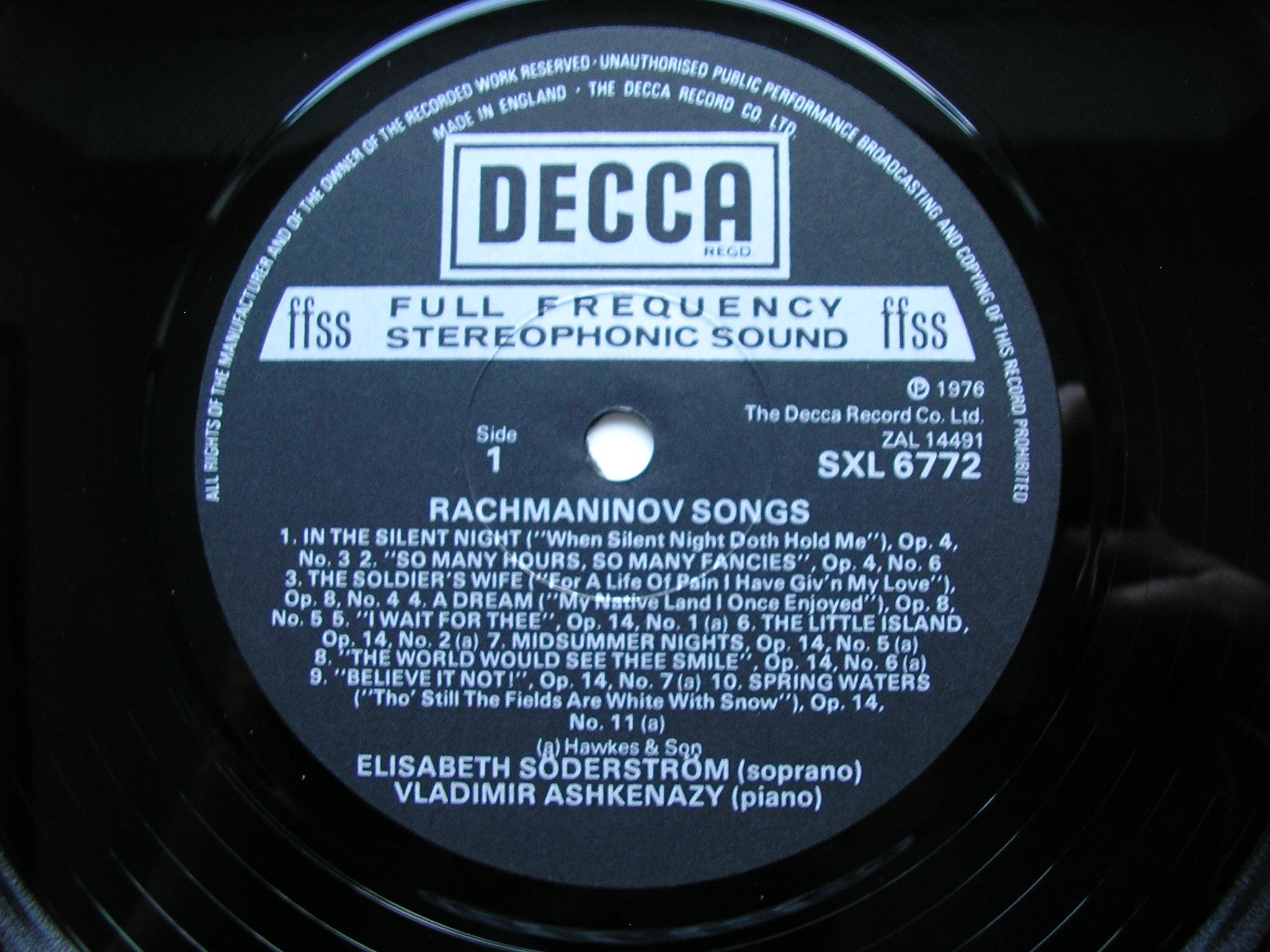 RACHMANINOV: SONGS  Volume 2      ELISABETH SODERSTROM / VLADIMIR ASHKENAZY    SXL 6772 SXL 6718