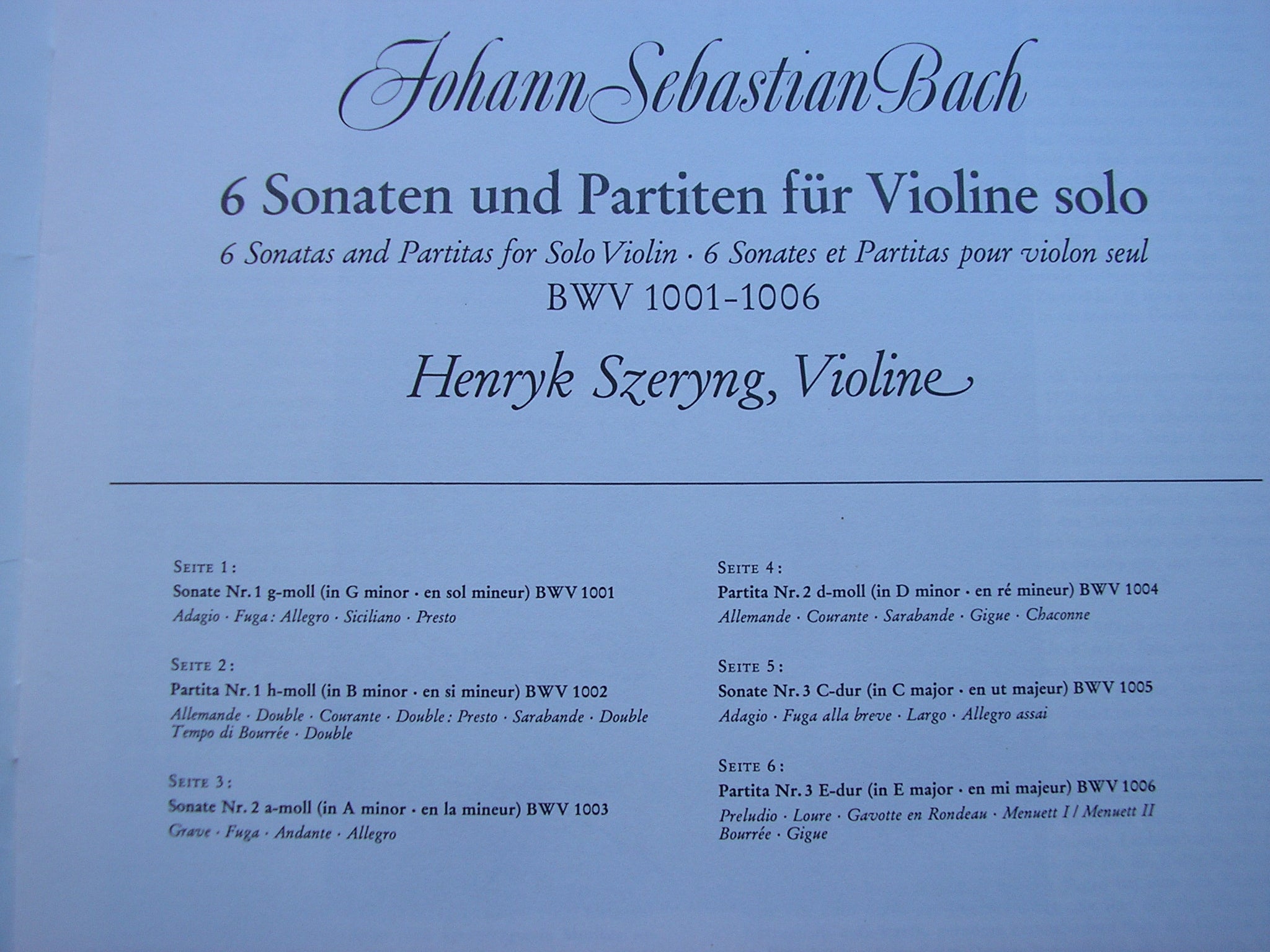 BACH: UNACCOMPANIED SONATAS & PARTITAS      HENRYK SZERYNG      3LP      2709 028