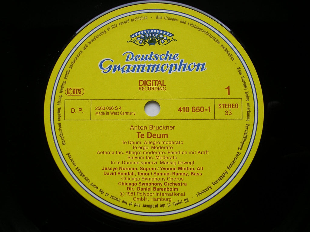 BRUCKNER: TE DEUM / PSALM 150 / HELGOLAND     BARENBOIM / CHICAGO SYMPHONY   410 650