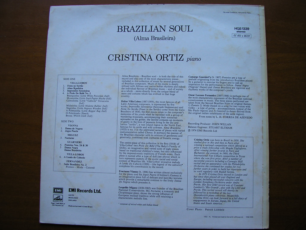 BRAZILIAN PIANO MUSIC: VILA-LOBOS / VIANNA / MIGUEZ / GUARNIERI / FERNANDEZ       CRISTINA ORTIZ      HQS 1339