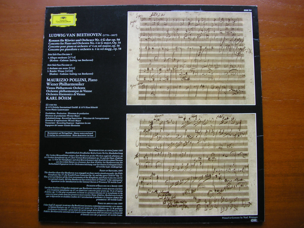 BEETHOVEN: PIANO CONCERTO No. 4      POLLINI / VIENNA PHILHARMONIC / BOHM   2530 791