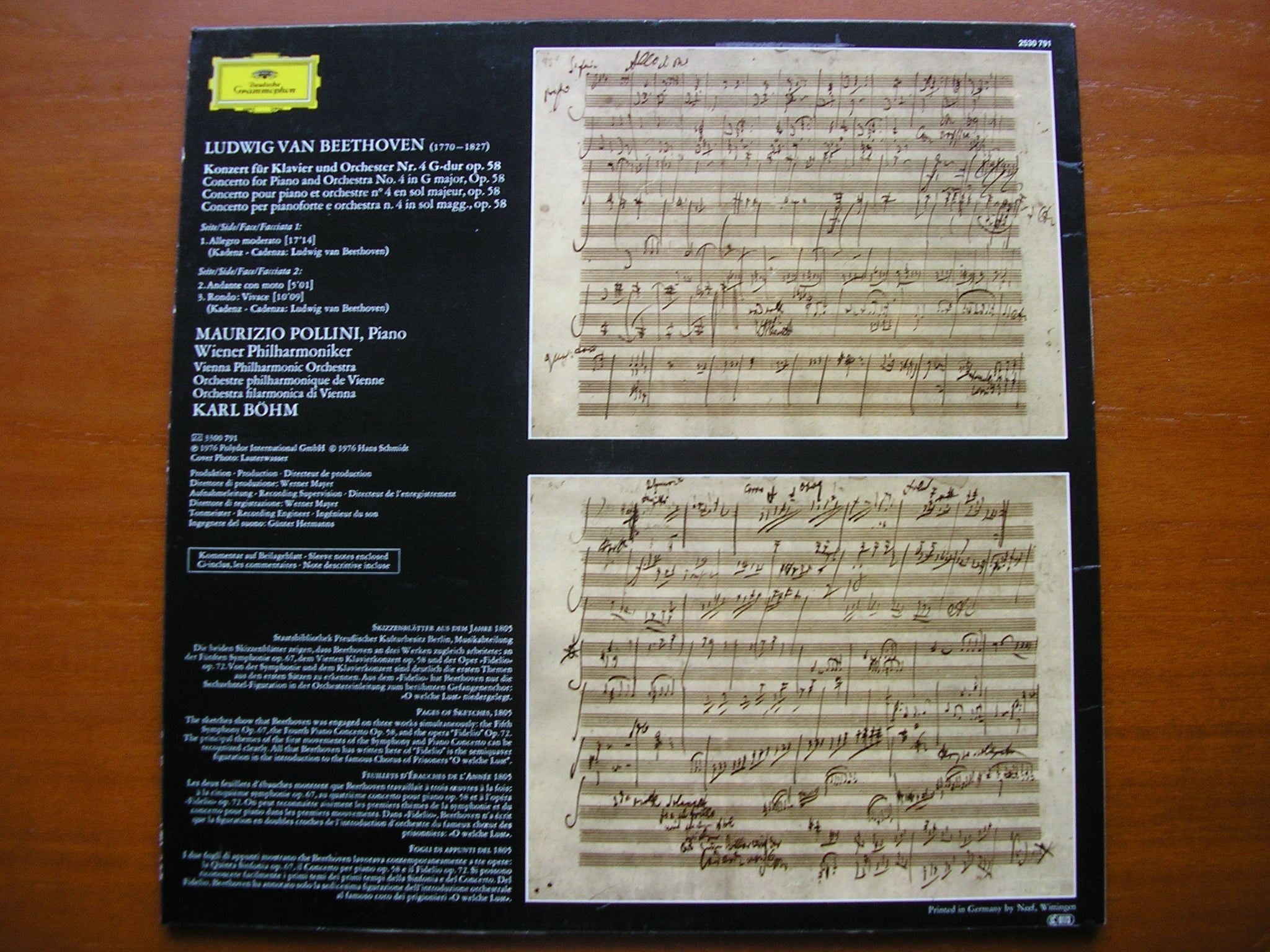 BEETHOVEN: PIANO CONCERTO No. 4      POLLINI / VIENNA PHILHARMONIC / BOHM   2530 791