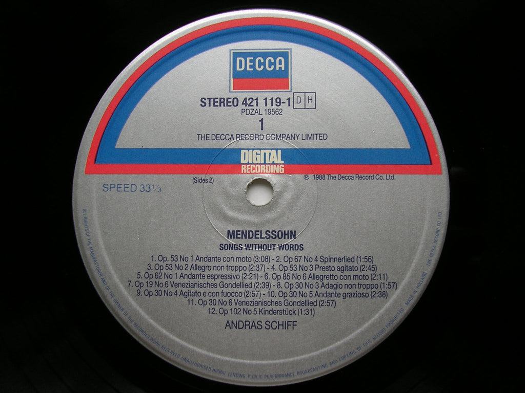 MENDELSSOHN: SONGS WITHOUT WORDS      ANDRAS SCHIFF    421 119