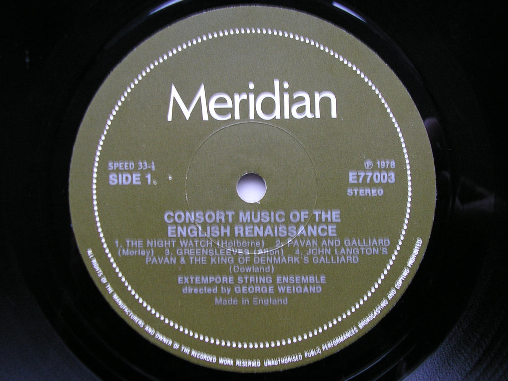 CONSORT MUSIC OF THE ENGLISH RENAISSANCE   EXTEMPORE STRING ENSEMBLE   E77003