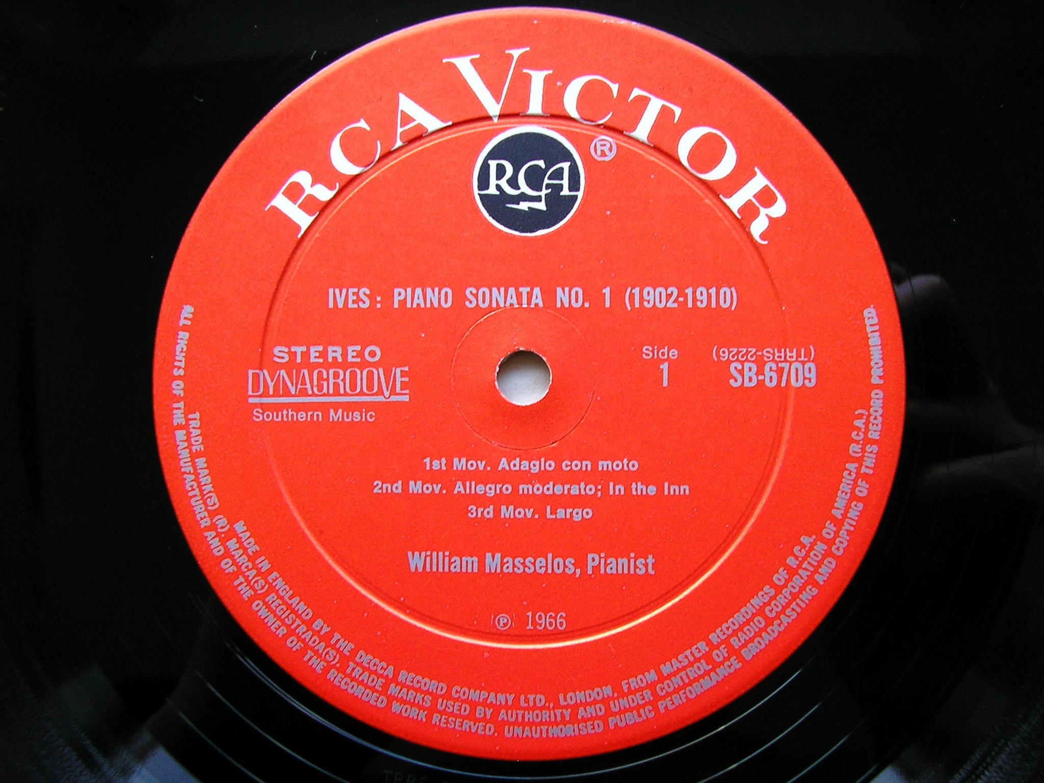 IVES: PIANO SONATA No. 1          WILLIAM MASSELOS        SB 6709