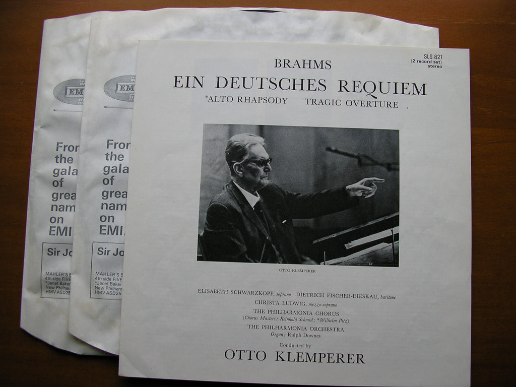 BRAHMS: REQUIEM / ALTO RHAPSODY / TRAGIC OVERTURE    SOLOISTS / PHILHARMONIA / KLEMPERER    2LP     SLS 821