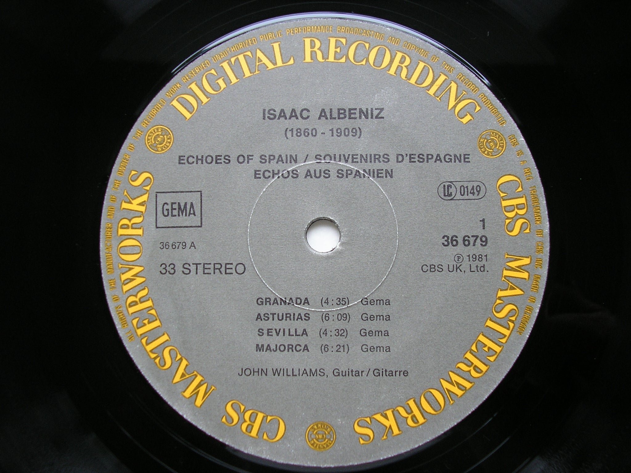 ECHOES OF SPAIN: GUITAR MUSIC OF ALBENIZ       JOHN WILLIAMS      36679