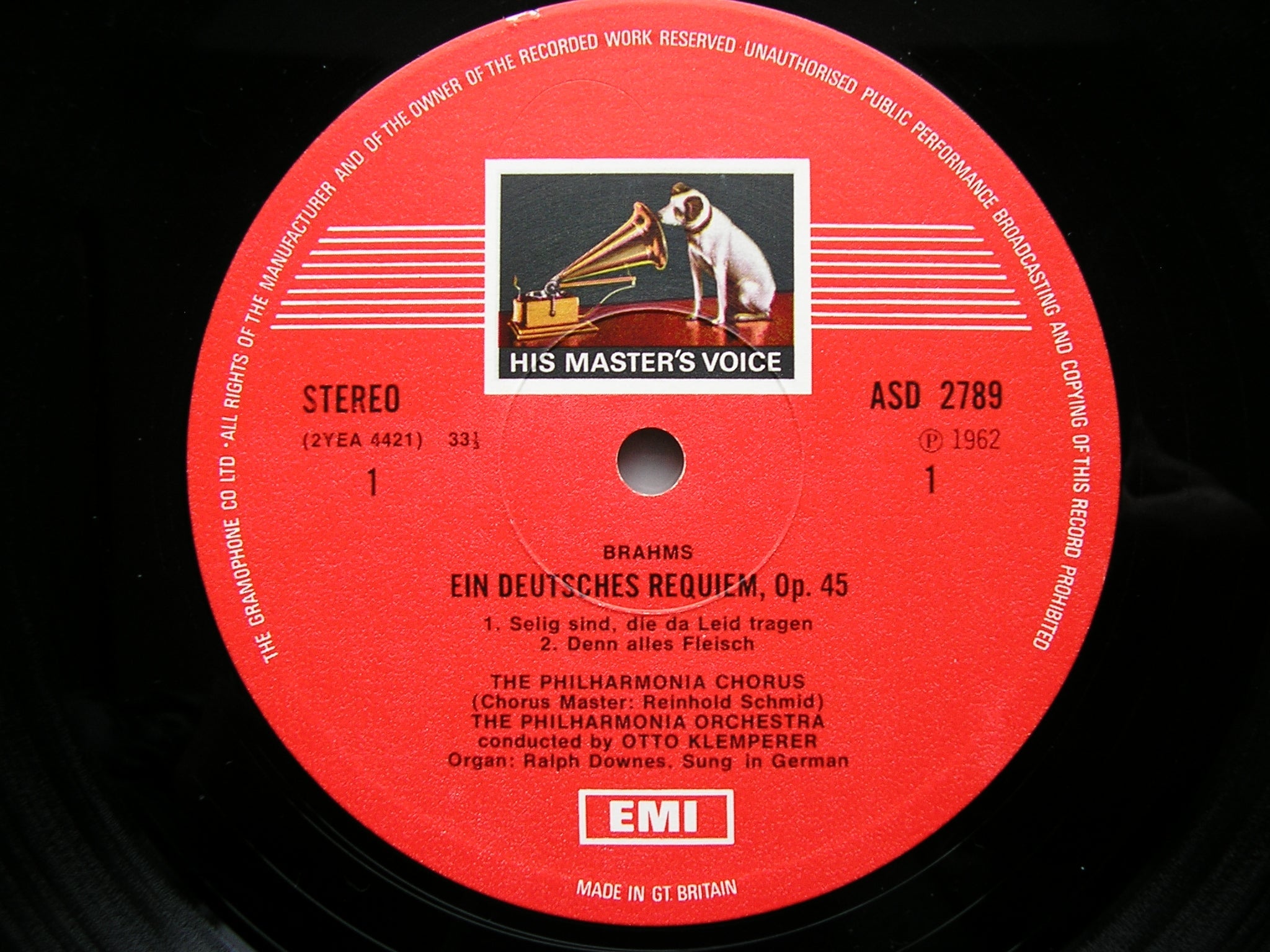 BRAHMS: REQUIEM / ALTO RHAPSODY / TRAGIC OVERTURE    SOLOISTS / PHILHARMONIA / KLEMPERER    2LP     SLS 821