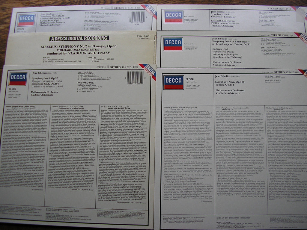 SIBELIUS: THE SEVEN SYMPHONIES  ASHKENAZY / PHILHARMONIA  6 LP   NM