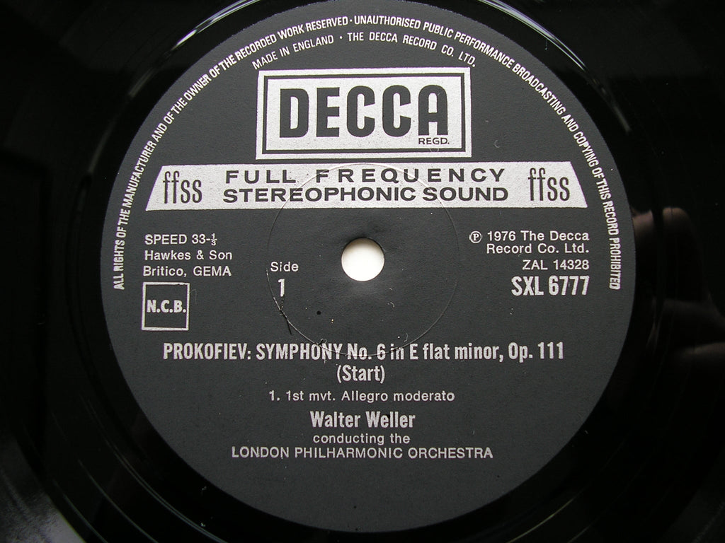 PROKOFIEV: SYMPHONY No. 6     WELLER / LONDON PHILHARMONIC    SXL 6777