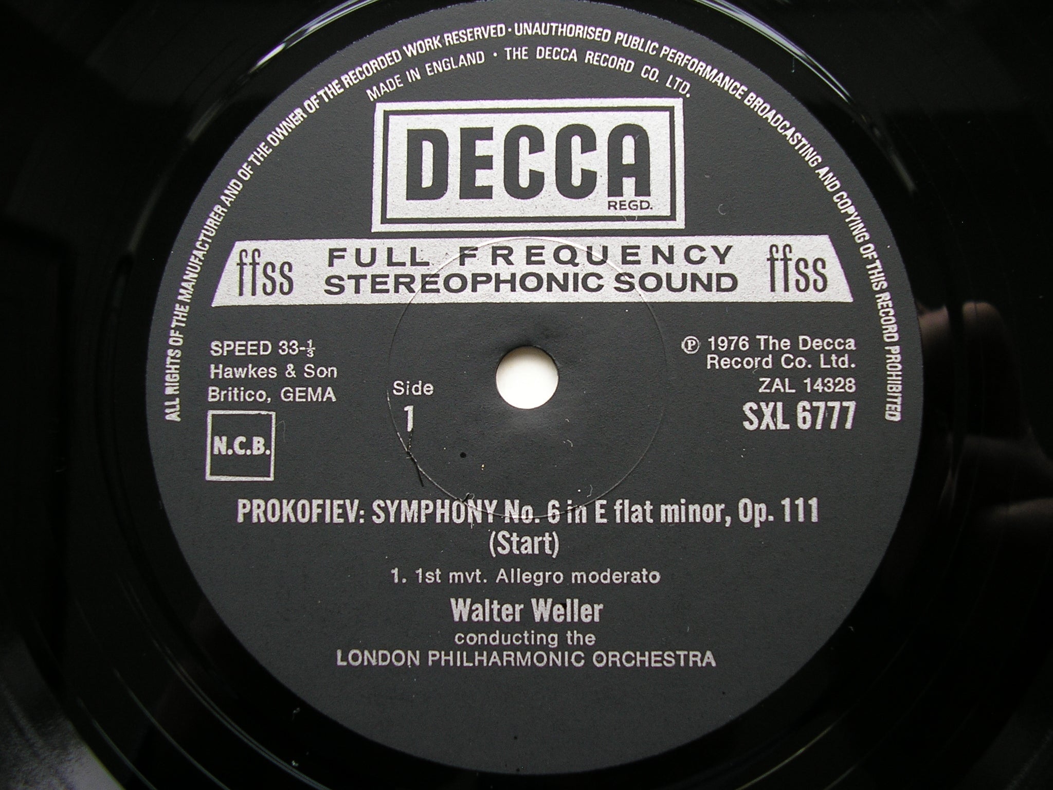 PROKOFIEV: SYMPHONY No. 6     WELLER / LONDON PHILHARMONIC    SXL 6777