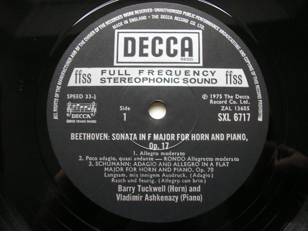 SXL 6717 MUSIC FOR HORN & PIANO VLADIMIR ASHKENAZY & BARRY TUCKWELL