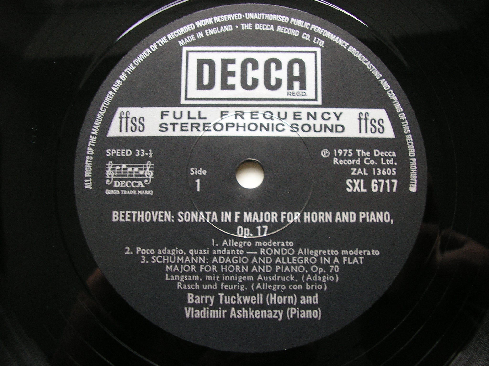 SXL 6717 MUSIC FOR HORN & PIANO VLADIMIR ASHKENAZY & BARRY TUCKWELL