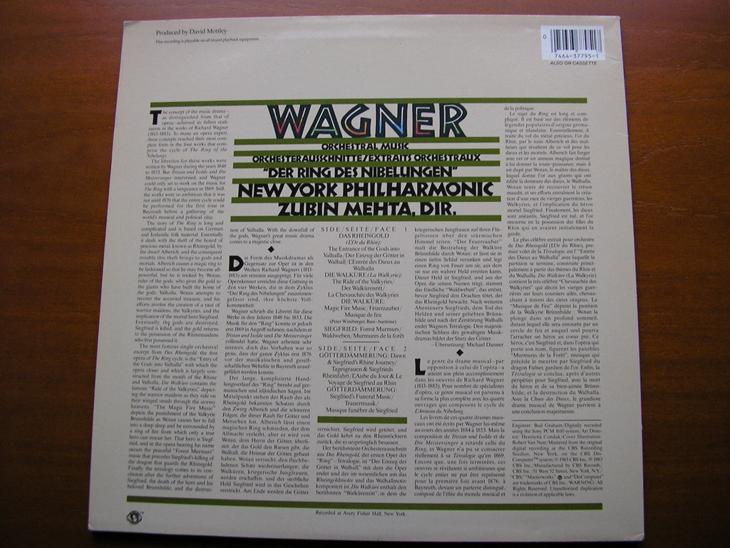 WAGNER: ORCHESTRAL MUSIC from 'The Ring'     MEHTA / NEW YORK PHILHARMONIC   IM 37795