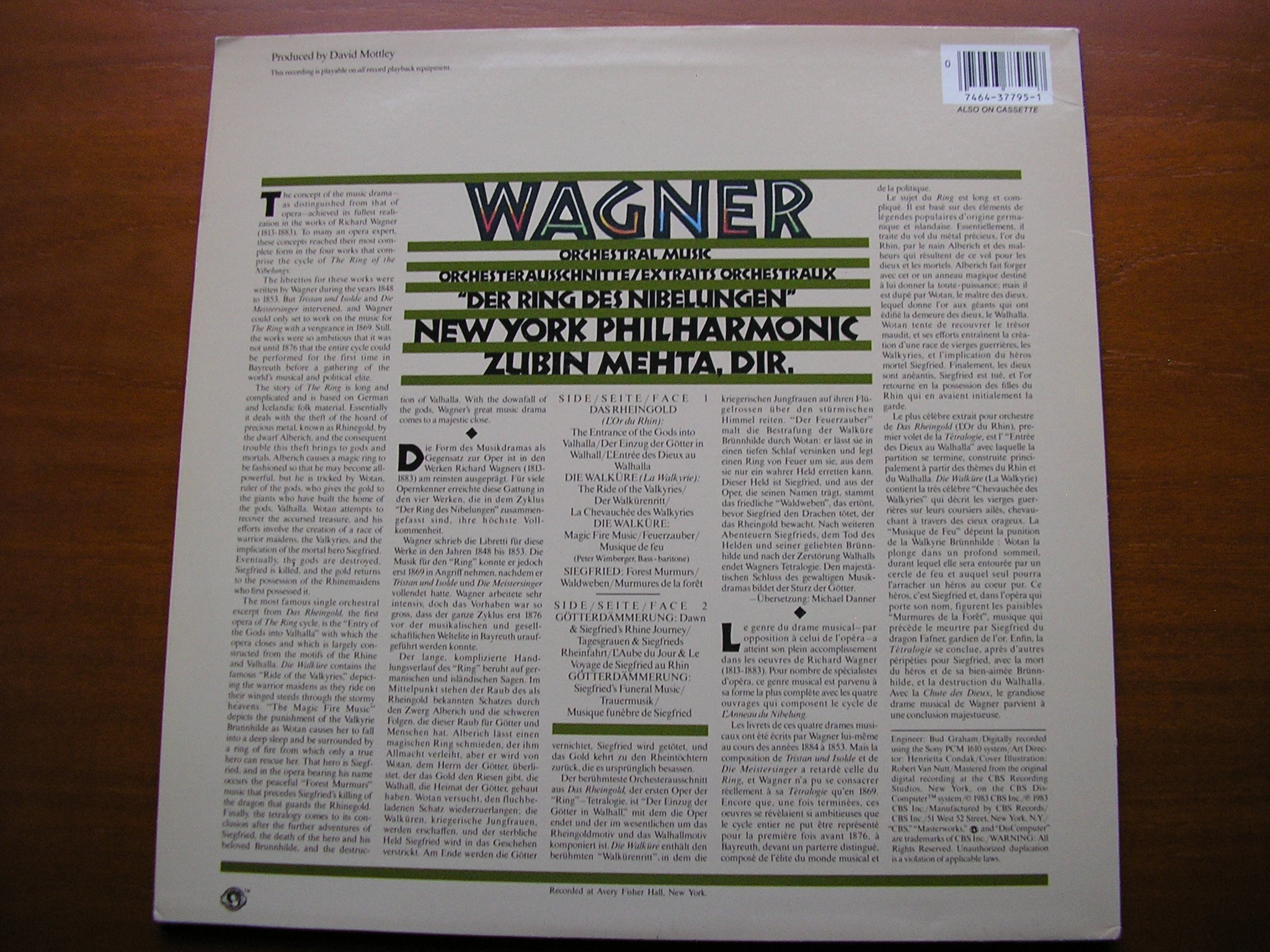 WAGNER: ORCHESTRAL MUSIC from 'The Ring'     MEHTA / NEW YORK PHILHARMONIC   IM 37795
