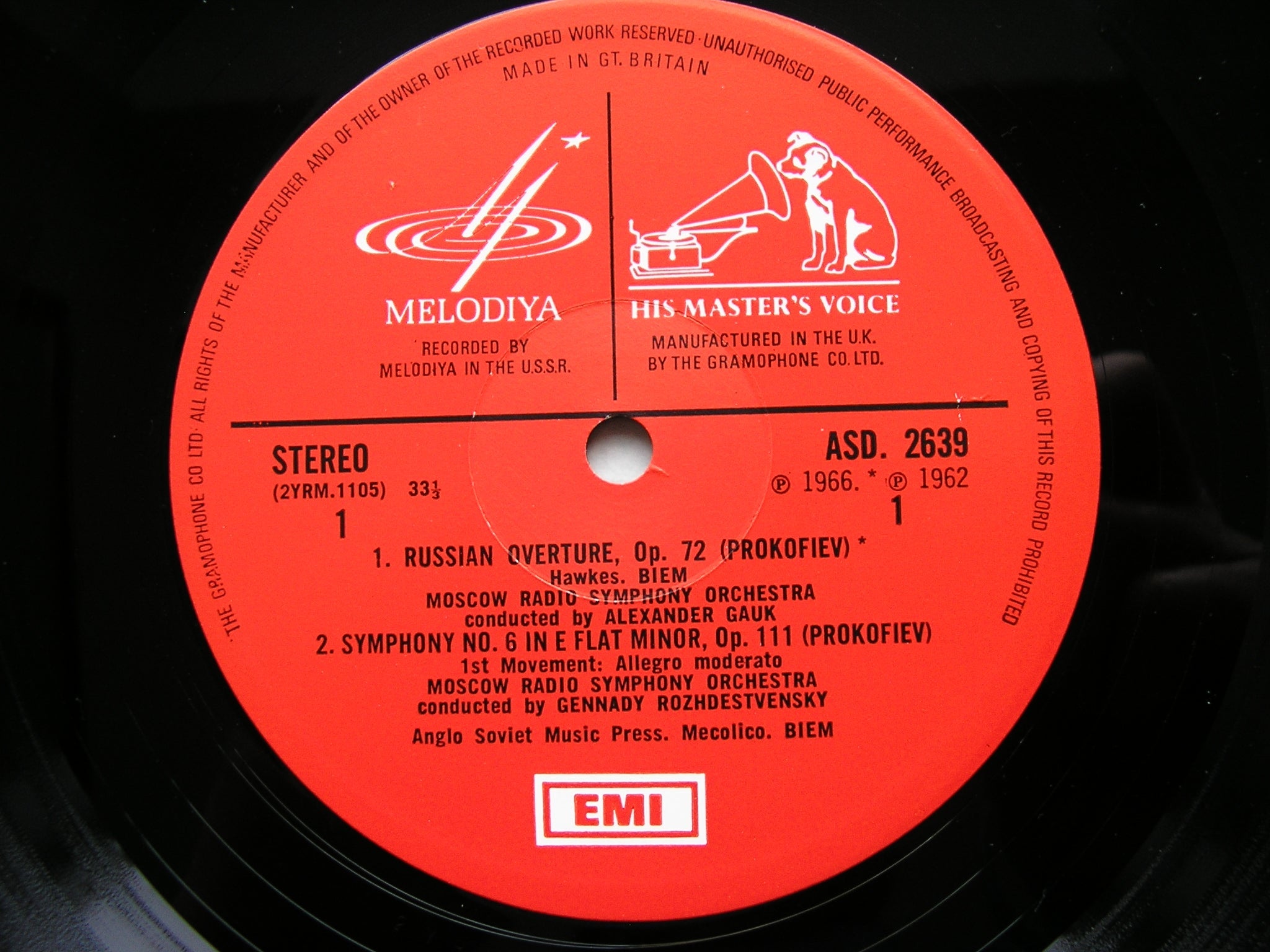 PROKOFIEV: SYMPHONY No. 6 / RUSSIAN OVERTURE      ROZHDESTVENSKY / MOSCOW RADIO SYMPHONY    ASD 2639