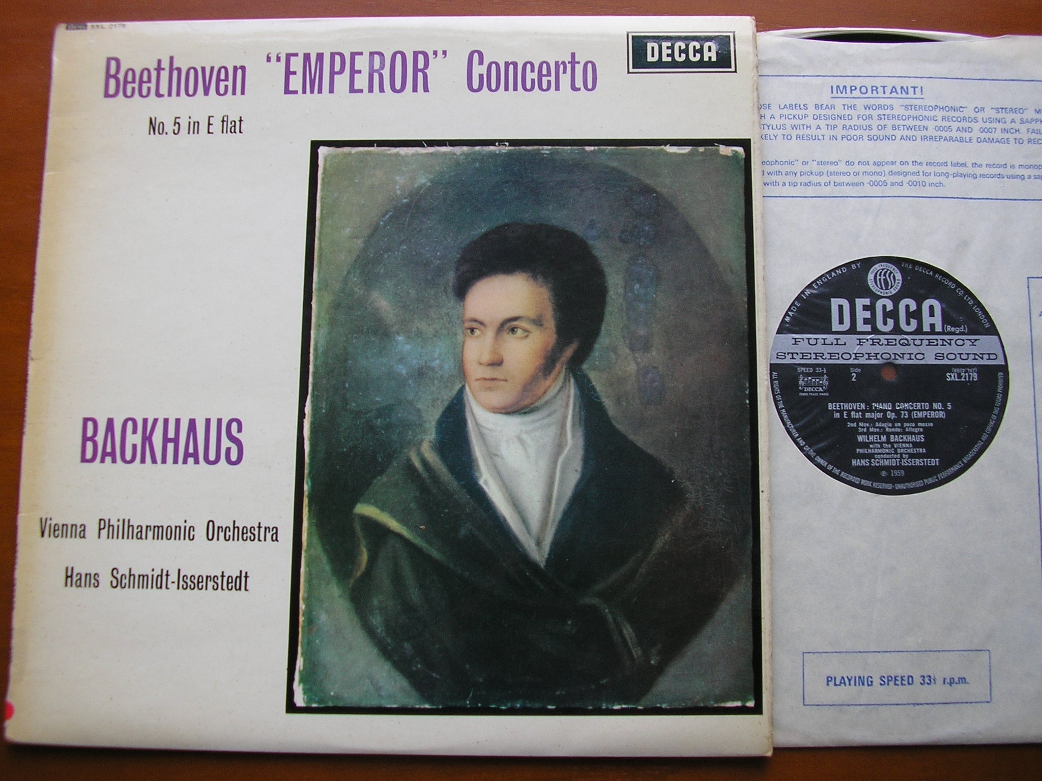 SXL 2179 BEETHOVEN: PIANO CONCERTO No. 5 'Emperor' BACKHAUS / VIENNA PHILHARMONIC / SCHMIDT-ISSERSTEDT
