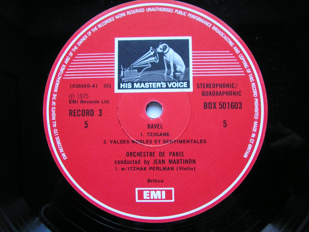 RAVEL: ORCHESTRAL MUSIC      CICCOLINI / PERLMAN / ORCHESTRE DE PARIS / MARTINON     5LP      SLS 5016