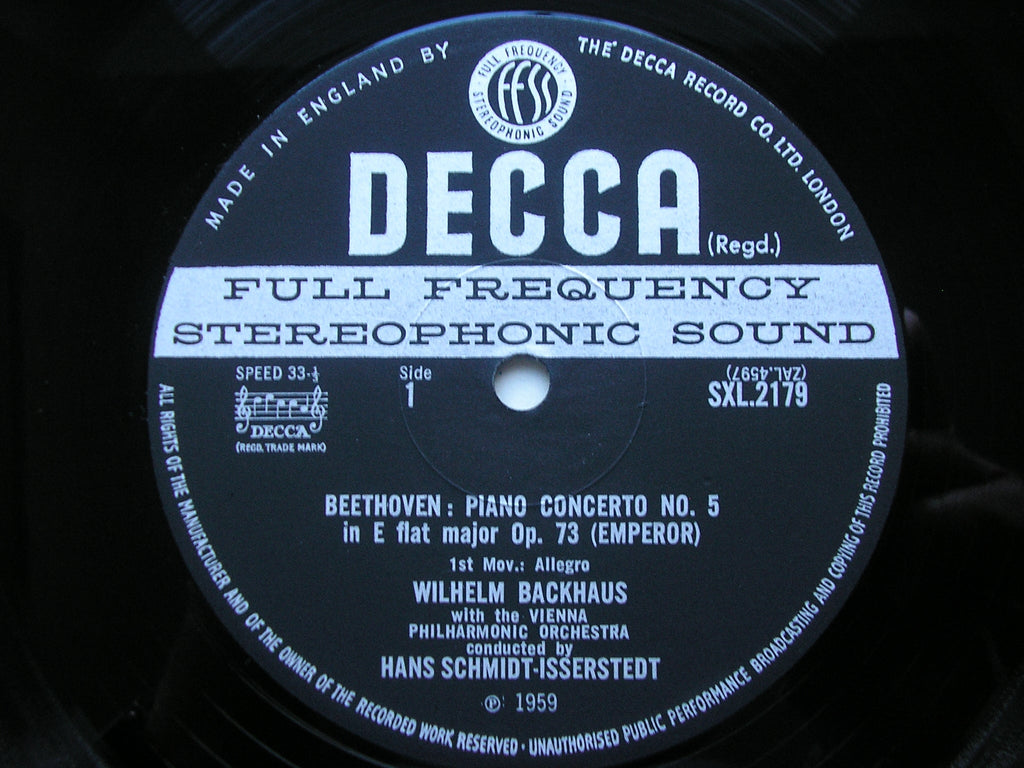 SXL 2179 BEETHOVEN: PIANO CONCERTO No. 5 'Emperor' BACKHAUS / VIENNA PHILHARMONIC / SCHMIDT-ISSERSTEDT