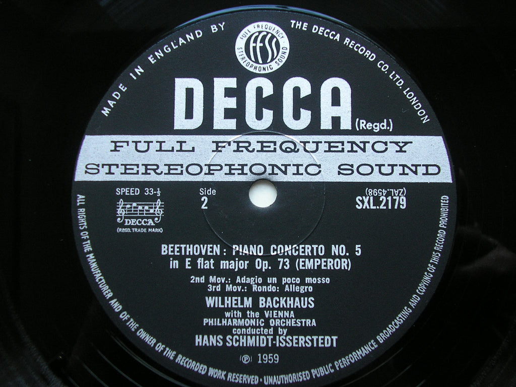 SXL 2179 BEETHOVEN: PIANO CONCERTO No. 5 'Emperor' BACKHAUS / VIENNA PHILHARMONIC / SCHMIDT-ISSERSTEDT