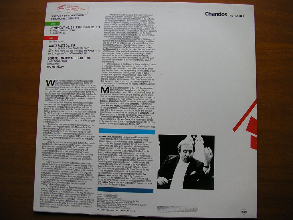 PROKOFIEV: SYMPHONY No. 6 / THREE WALTZES Op. 110     JARVI /SCOTTISH NATIONAL ORCHESTRA    ABRD 1122