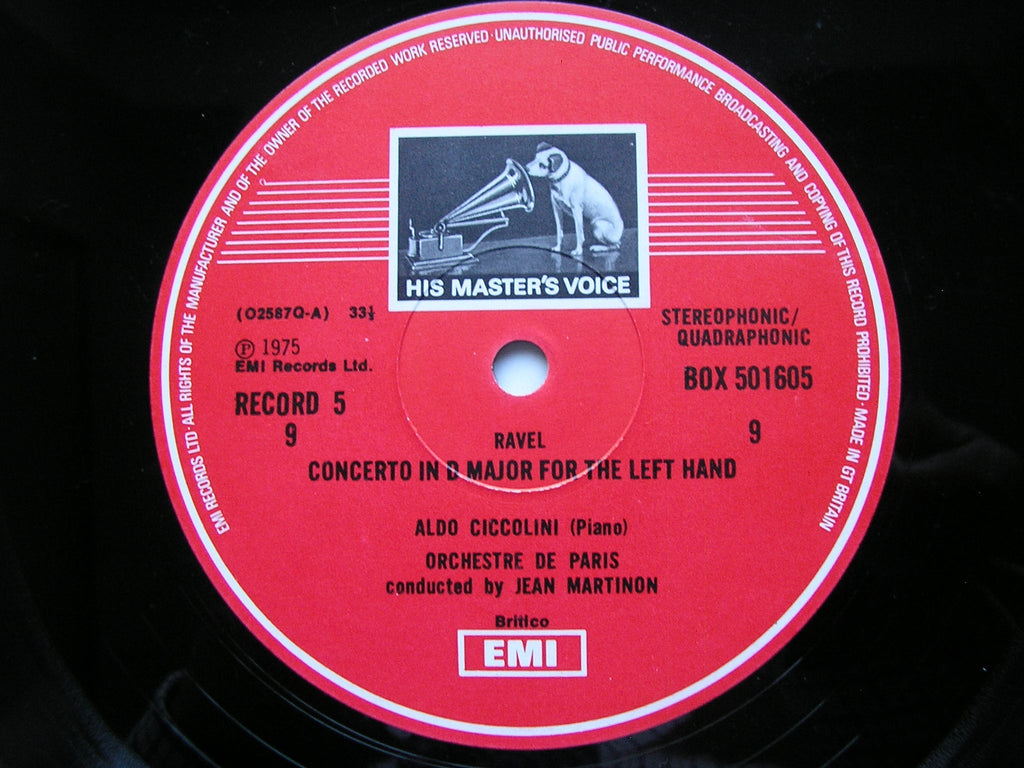 RAVEL: ORCHESTRAL MUSIC      CICCOLINI / PERLMAN / ORCHESTRE DE PARIS / MARTINON     5LP      SLS 5016