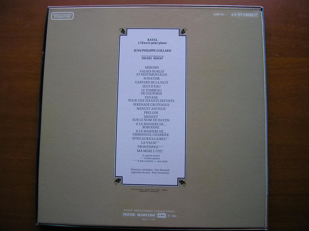 RAVEL: THE PIANO WORKS        COLLARD / BEROFF      3LP     167-73025/7