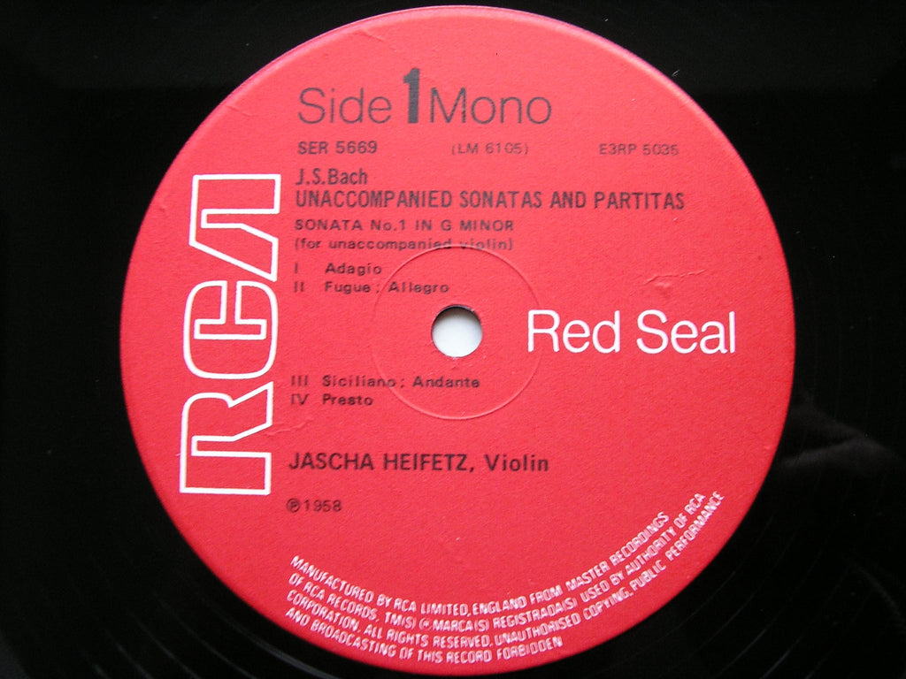 BACH: UNACCOMPANIED SONATAS & PARTITAS       JASCHA HEIFETZ       3LP       SER 5669/70